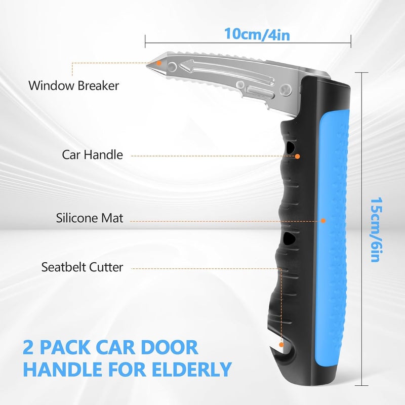 Kaiedos Car Door Handle for Elderly, 3-in-1 Car Handle Assist for Seniors, Portable Auto Cane Vehicle Support Handle, 500 lbs Capacity, Non-Slip Door Assist Bar (Blue, 2-Pack Car Handle) - Image 3